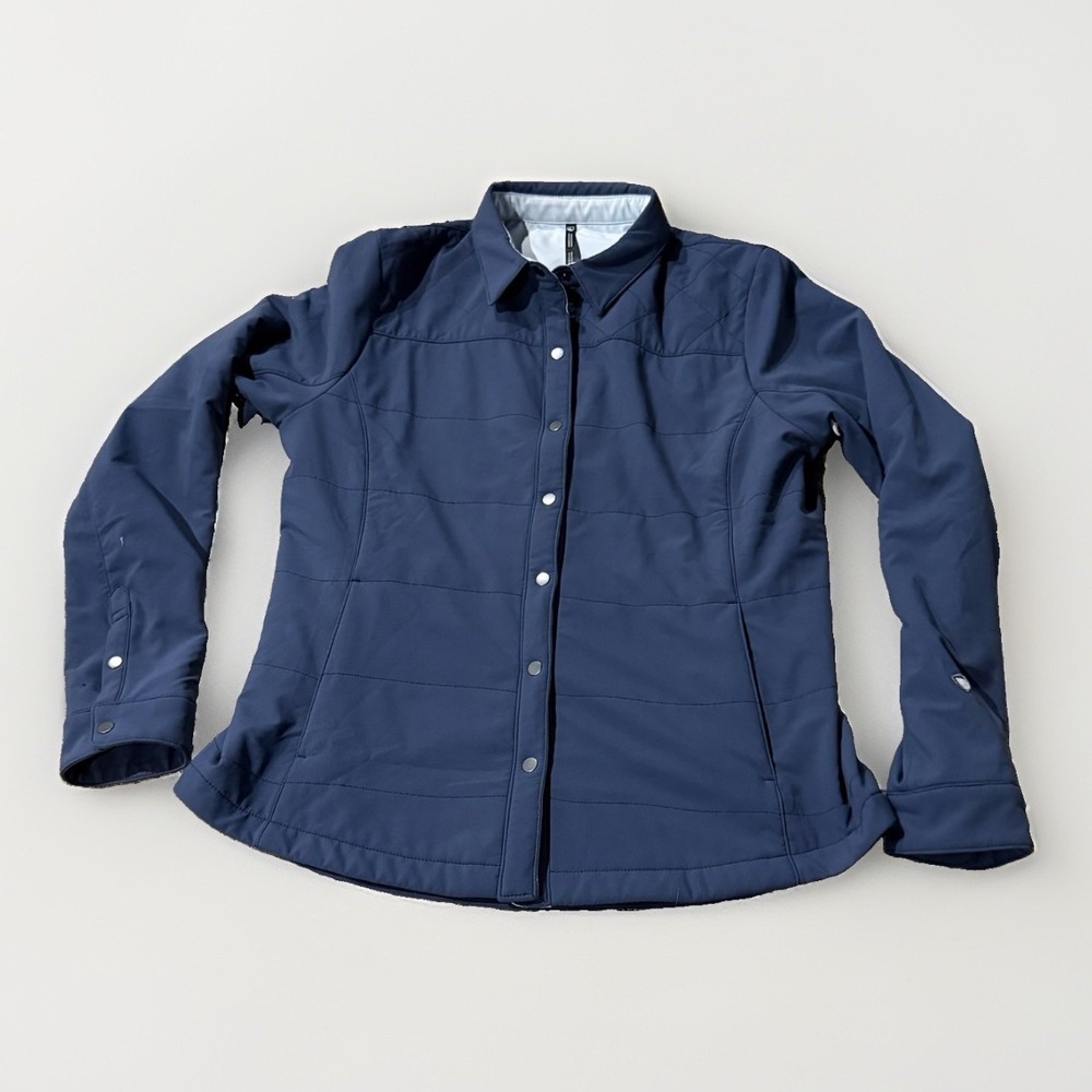 KUHL Aurora Shirtjak M Blue Quilted Snap Jacket Gorpcore